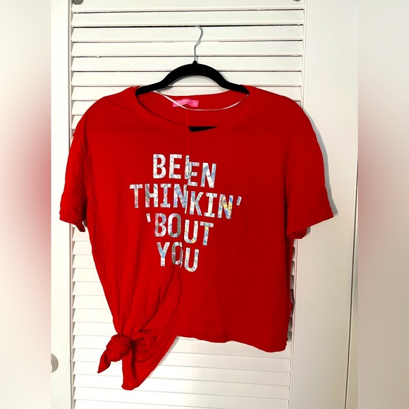 Red t- Shirt, with silver imprint and t shirt to knot, S, greek fashion - Picture 1 of 6